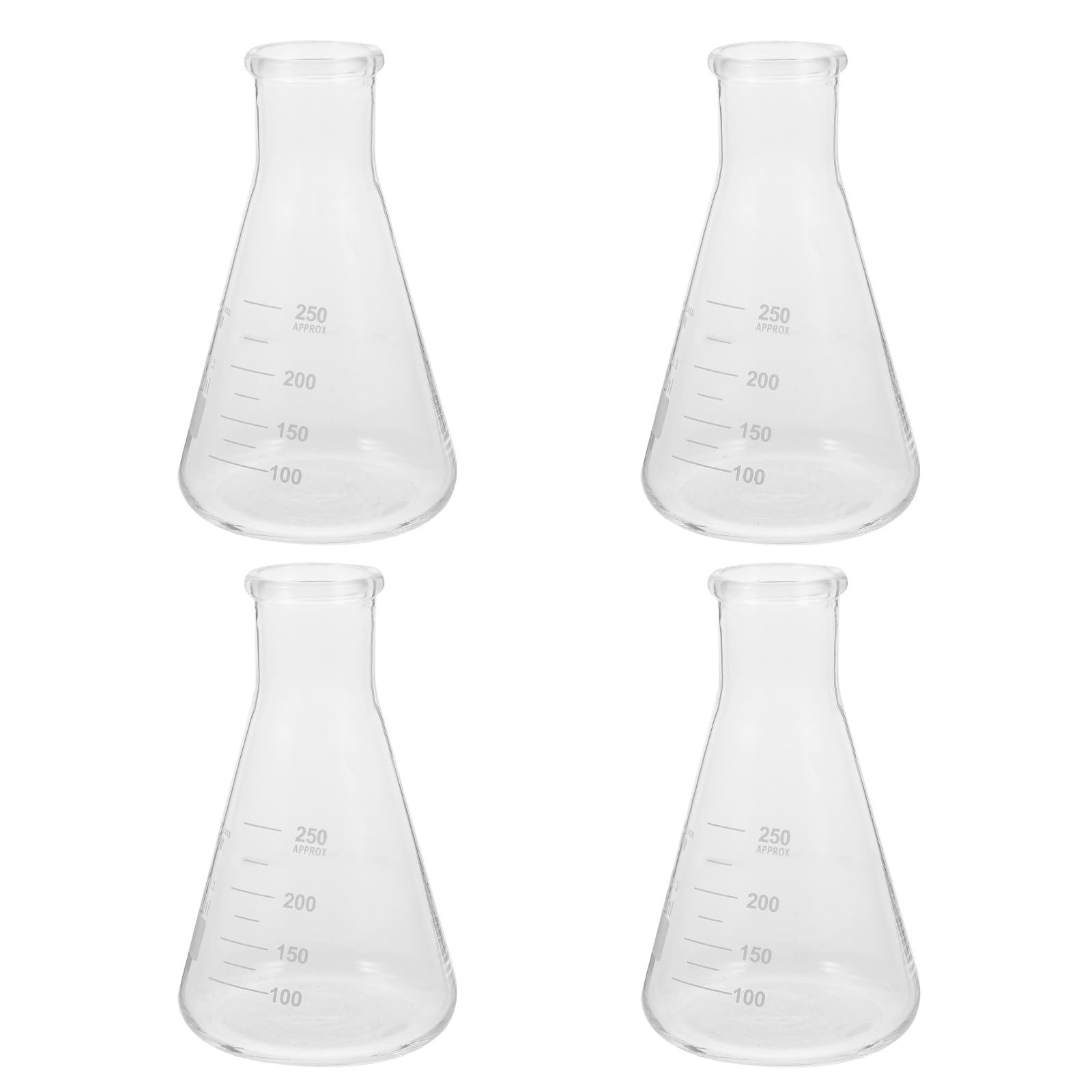 4 Pièces Erlenmeyer Tasses à Mesurer En Verre Flacon De Chimie Fiole Scientifique Fiole Conique Épaissie Équipement De Laboratoire Flacon D'expérience Suite Un Verre Appartement