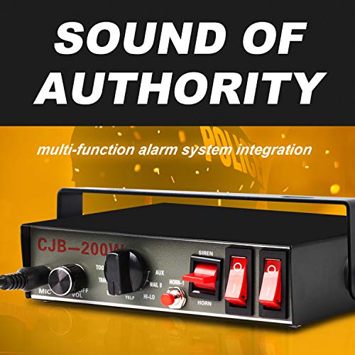 Yhaavale Cjb200P Amplifier Police Siren & Black Plastic Square Speaker,Dc12V 200W 9 Tones Wired Handheld Microphone Loudspeaker Emergency Siren Electronic Pa System #TOP1