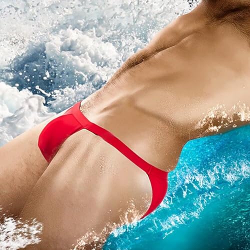 Mens Swim Thong Briefs Low Rise Bikini Swimsuit Sexy Drawstring Contour Pouch Bathing Suit Swimwear4