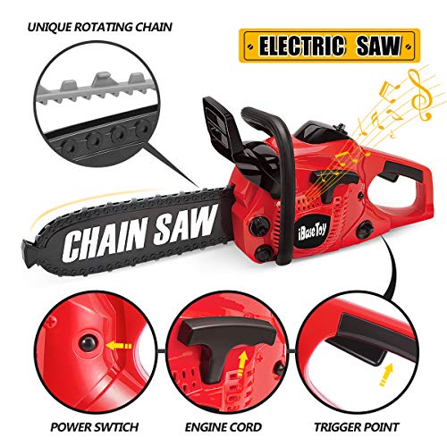 iBaseToy Toy Chainsaw, Kids Chainsaw Toys Tools with Jig Saw and Realistic Sounds and Lights