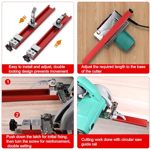 IMeanTop Circular Saw Guide Rail Fits 12\" Saw Base, Aluminum Adjustable Cutting Machine Base Guide for Woodworking, Electric Circular Guide Specially Designed for Precision Cutting and Milling Tasks