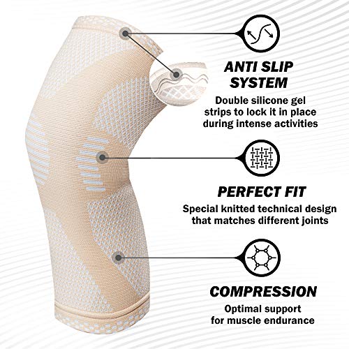 Image of POWERLIX Knee Compression Support Sleeve - Best Knee Brace for Men & Women | Best Knee Brace for Men & Women, support for Running, Basketball, Weightlifting, Gym, Workout, Sports