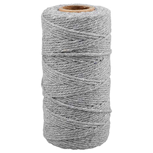 Image of jijAcraft Gray Twine String, 328 Feet Soft Cotton Butcher Twine String for Gift Wrapping, DIY Crafts, Cooking, Home Decoration String, Art Gardening, Package