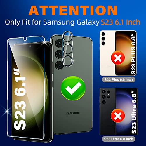 Image of firtstnow 3 Pack for Samsung Galaxy S23 Screen Protector Tempered Glass + 3 Pack Camera Lens Protector, Military Grade Shatterproof, 9H Hardness, Fingerprint Unlock, HD Clear Case Friendly 6.1 Inch