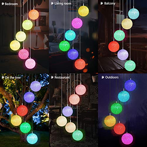 eQFeast Color Changing Wind Chime Outdoor, Solar Powered Crystal Ball Wind Chimes LED Wind Mobile Solar Lights Wind Bell for Garden Patio Home Decoration (Crystal Ball)