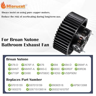 Hiorucet S97015159 Exhaust Fan Motor Assembly Replacement for Nutone Broan 676-D/2676F-A, 676, 684, 684-D, 2684F-A, 684NT, 684NT-A, 683-C, 683C, 80RDF, 80RDB, 671SP, DX90, NT080C, HD50, VSBP90M.