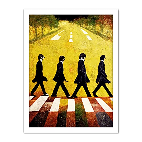 Doppelganger33 LTD Abbey Road Abstract Stylised Beatles Boho Landscape Red and Ochre Artwork Framed Wall Art Print 18X24… - Les Beatles, Paul McCartney, John Lennon, RIngo Starr, George Harrison Doppelganger33 LTD Abbey Road Abstract Stylised Beatles Boho Landscape Red and Ochre Artwork Framed Wall Art Print 18X24…