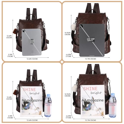 Image of CHERUTY Women Backpack Purse PU Leather Anti-theft Casual Shoulder Bag Fashion Ladies Satchel Bags