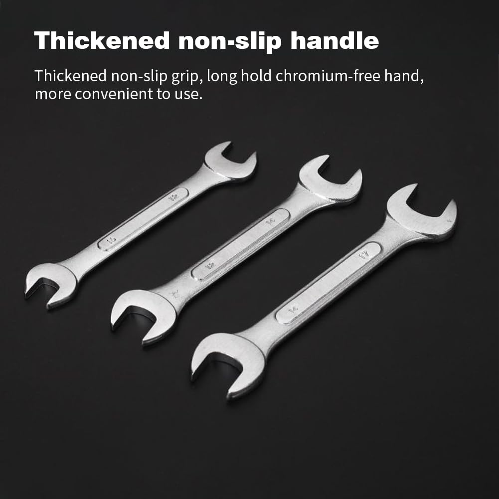 Ansodo 3pcs Flare Nut Spanner Set, Double End Open Ring Spanner Set, Brake Line Spanner Wrench, with Storage Bag - Image 3
