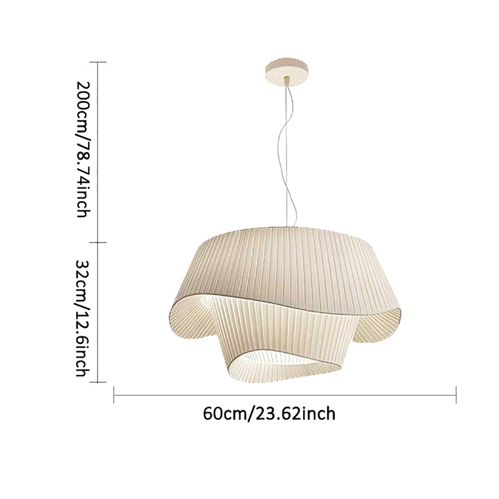 Nowoczesny żyrandol bębnowy biały, nowoczesna lampa wisząca z tkaniny 3 światła, ściemnialna lampa sufitowa do montażu na płasko do salonu, sypialni, kuchennej wyspy - biały 60x32c