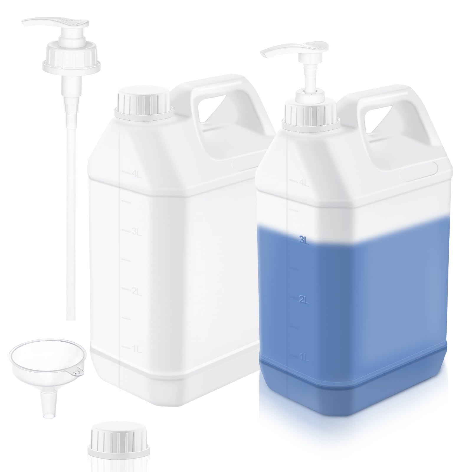 2 jarras de 1 galón con tapas, recipientes de plástico vacíos con tapas, contenedor de aceite, botella de almacenamiento cuadrada de plástico para líquidos, agua, lavandería, jabones, detergentes, uso