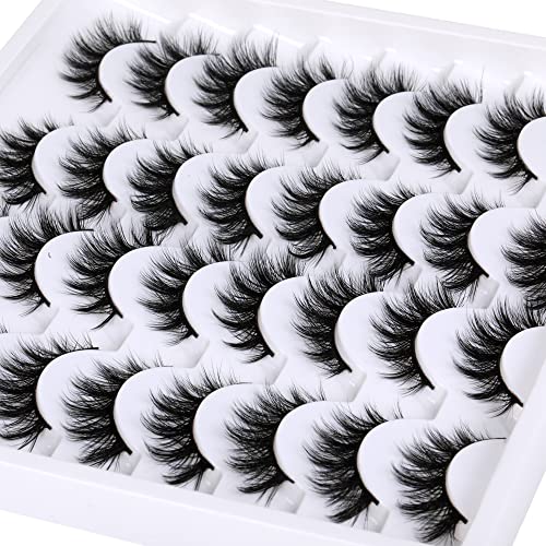 Jimire Faux Mink Lashes Natural Look Fluffy Wispy Cat Eye False Eyelashes For Makeup Lightweight Handmade Lashes Pack 16 Pairs #TOP5
