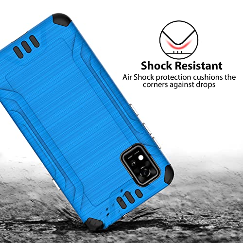 Tjs For Visible Zte Blade A3 Prime Z5158 Case, Magnetic Support Dual Layer Hybrid Shockproof Metallic Brush Finish Drop Protector Hard Phone Case (Blue) #TOP2