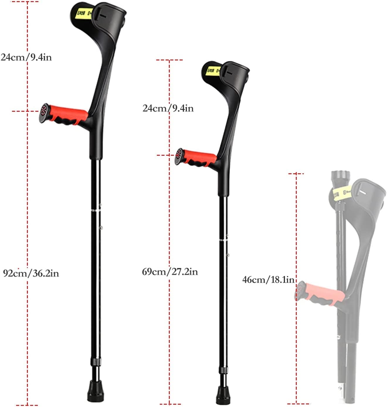 SYALEO Muletas Muletas de antebrazo médicas para Adultos Muletas de axila Plegables de Aluminio 10 Niveles Altura Ajustable Muleta para Caminar Manijas ergonómicas para Mujeres Hombres para Caminar