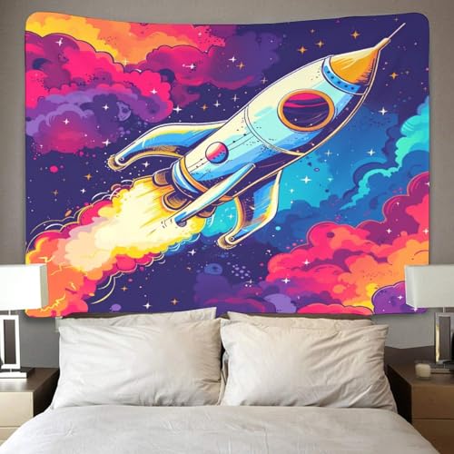 Tapiz de cohete en 3D para transformar tu dormitorio con decoración espacial 4