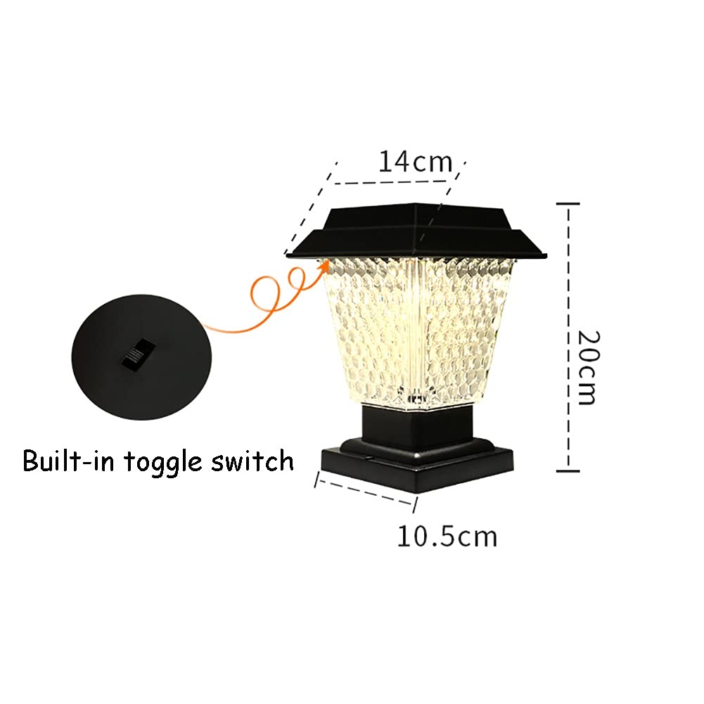 Lampy słupkowe na zewnątrz, oświetlenie tarasowe, 3 W, solarne lampy na zewnątrz, lampa ogrodowa, ciepła biel, wodoodporna IP54, nowoczesna latarnia słupkowa, do ogrodzenia tarasu, willi, filaru,