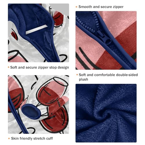 Wine Glasses Pattern Print Design Toddler Fleece Jacket Girl Boys Hooded Fleece Jacket Coat Warm Outwear Zip-up 3-10T3