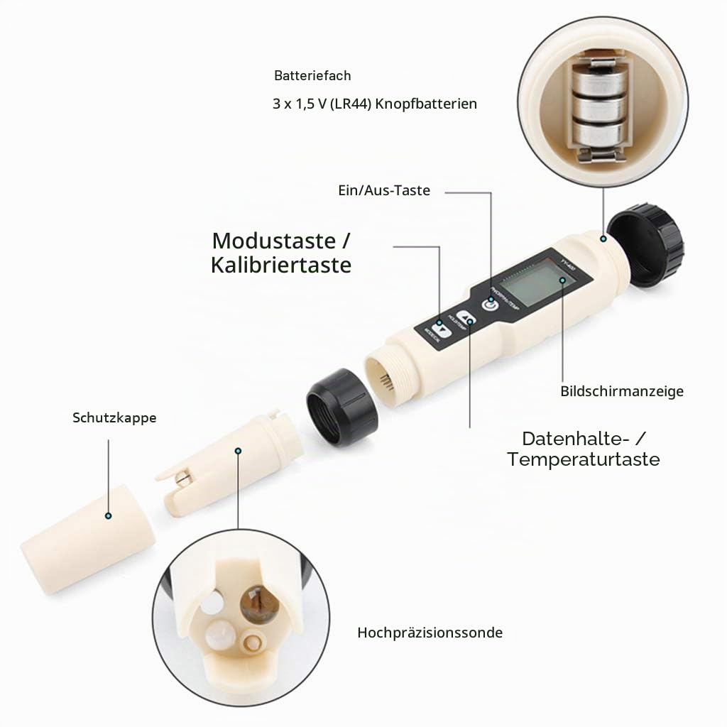 YY-400 4-in-1 PH/ORP/H2 & TEM Messgerät, digitaler Dydrogen-Ionenkonzentrationstest