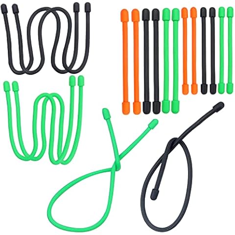 Roellgs 18 Piece Twist Ties, 18" 12" 3" & 6" Silicone Cable Ties Reusable Rubber Strap Holder for Wire Management Rope Suspension - Black, Green, Orange Cover