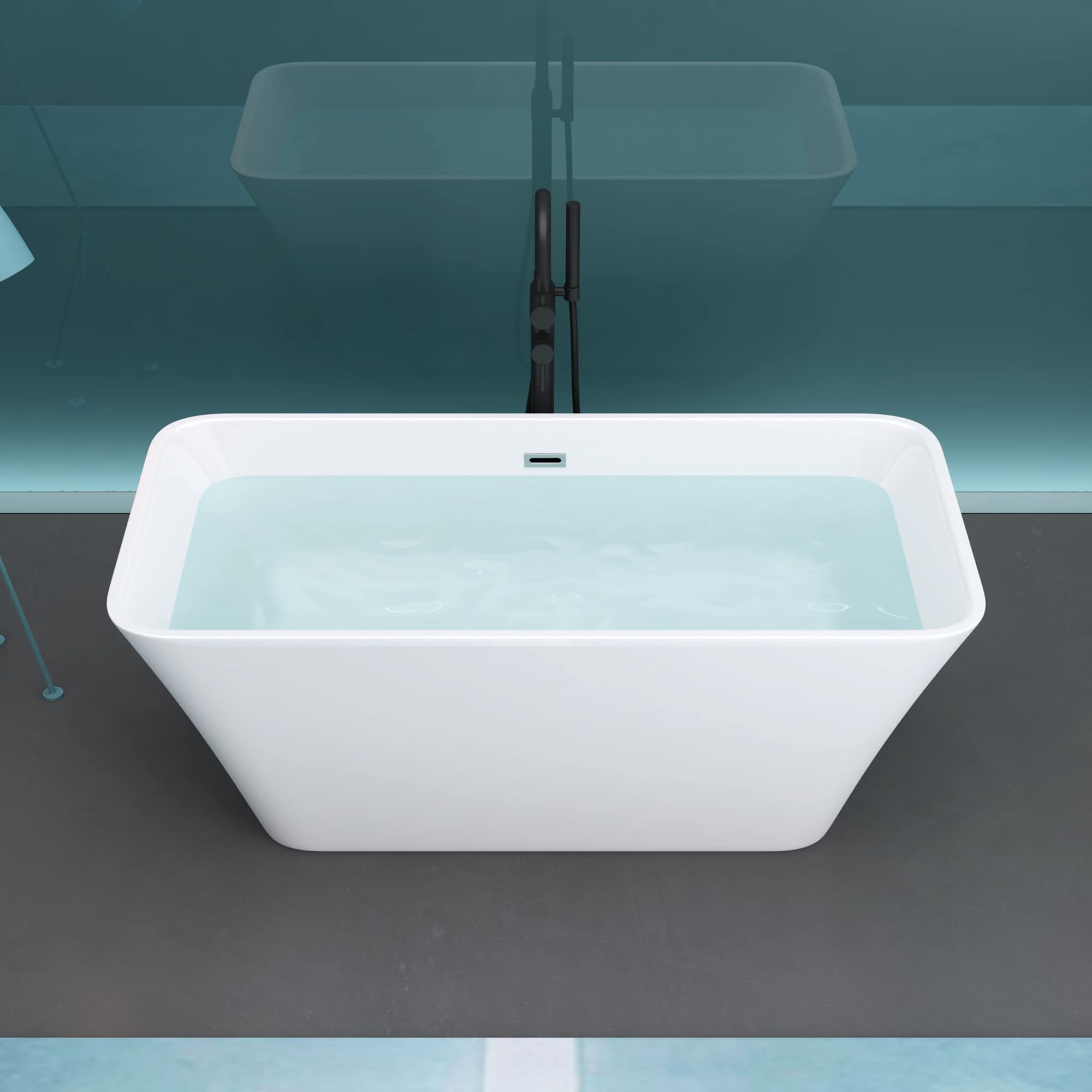 doporro Baignoire Îlot Rectangulaire Autoportante 150cm Acrylique Blanc