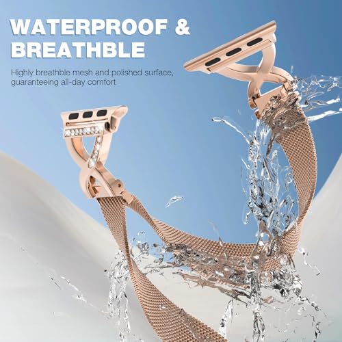 BRG Thin Mesh Loop Apple Watch Band — Champagne Gold (38–42mm) — view 4