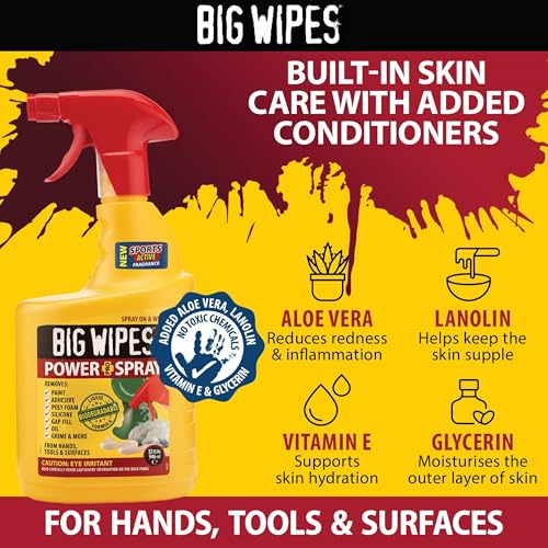 Image of BIG WIPES Power Spray Heavy Duty Cleaning Solution for Tough Grime, Garage, Shop, and Professional Jobsite Use - 32 Ounces (1 Pack)
