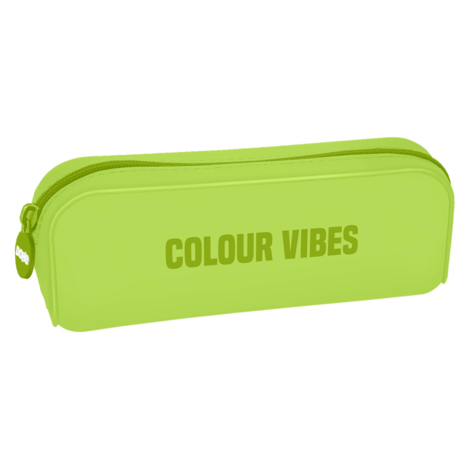 Dohe - Simple Silicone Pencil Case - 1 Zippered Compartment, Multipurpose Rectangular Pencil Case, Soft Touch, 20x6x8 cm - Colour Vibes Lime