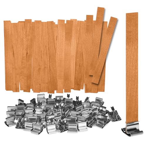 Mechas de madera para velas, 60 pcs + soportes, kit en bolsa