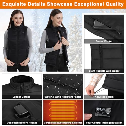 BIAL Verwarmd vest voor dames, verwarmd vest met 7,4 V snel opladen 16000 mAh batterij, verwarmde kleding lichtgewicht bodywarmer verwarmde jas elektrisch verwarmd vest voor dames en vrouwen - Afbeelding 5