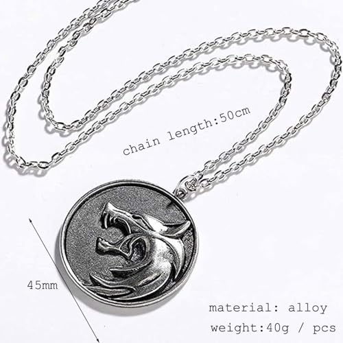 Witcher Medallion Necklace Witcher Necklace for Men Geralt of Rivia Wolf Necklace for Men Wild Hunt Wolf Jewelry for Men Witcher Costume Accessories2