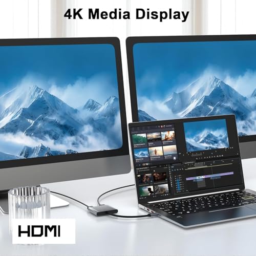 Image of ETZIN USB C to Dual HDMI Adapter, Dual Monitors Adapter USB C Hub with 2 HDMI Docking Station 4K @60hz for Laptop HP Dell Surface Thinkpad EPL-1495CC