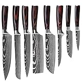 SDLasers Kitchen Knife Block Set, 10 Pieces Knife Sets for Kitchen with Holder, High Carbon German Stainless Steel and Pakkawood Handle Knife Set with Block, Sharp Kitchen Knife Sets with Block