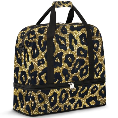 Sac de voyage grand volume avec rangement chaussures imprimé léopard