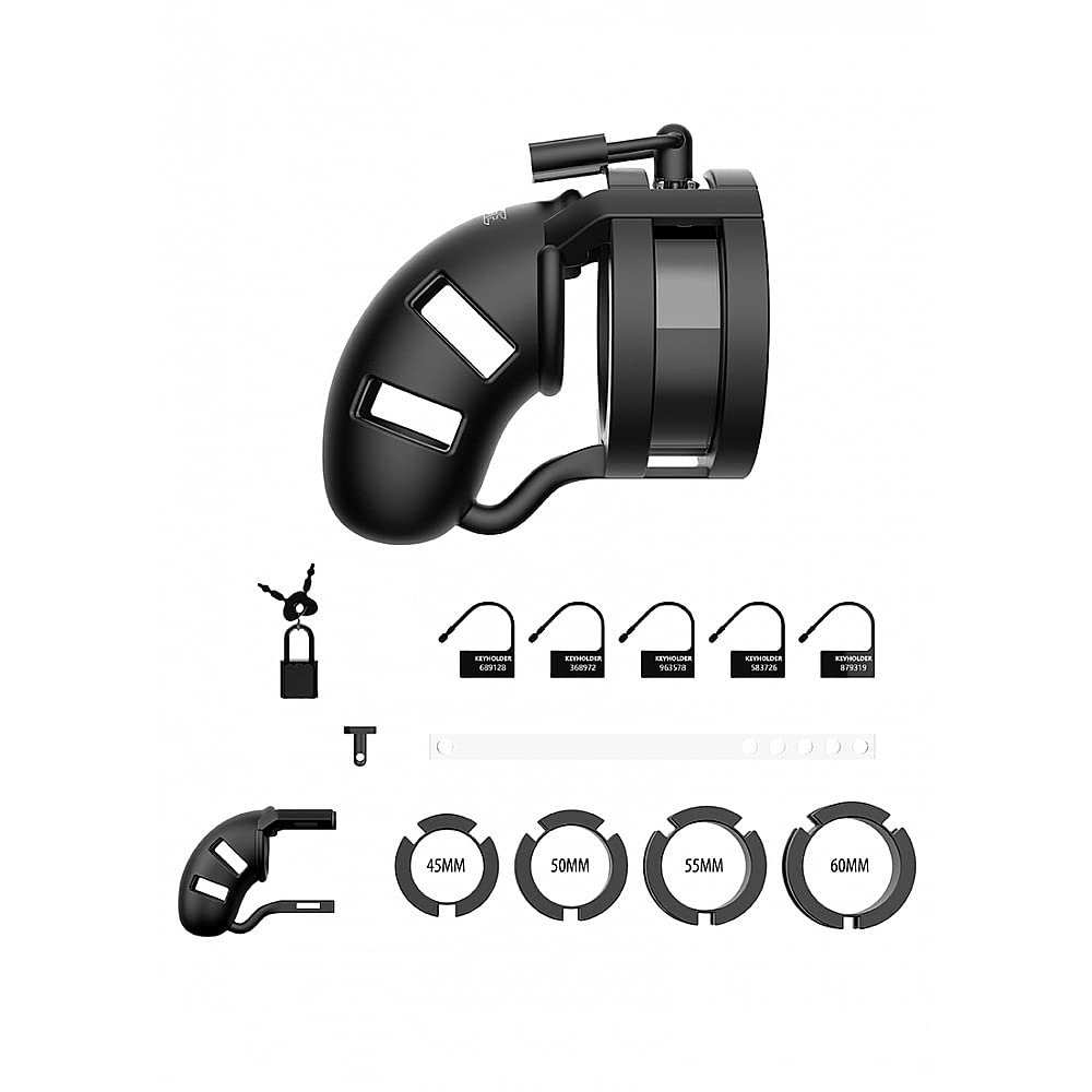 Shots ManCage - Model 18 Chastity Silicone Cage Ballsplitter 3.5" - Black