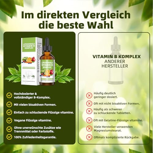 Mommachi Liposomale Vitamin B Komplex Tropfen, Hochdosiert Flüssiges mit alle 8 B-Vitamine (B1, B2, B3, B5, B6, B7, B9, B12), Vegan, Keine Zusatzstoffe, Aktive Vitamin B Formen, 60ml (1 Packung)