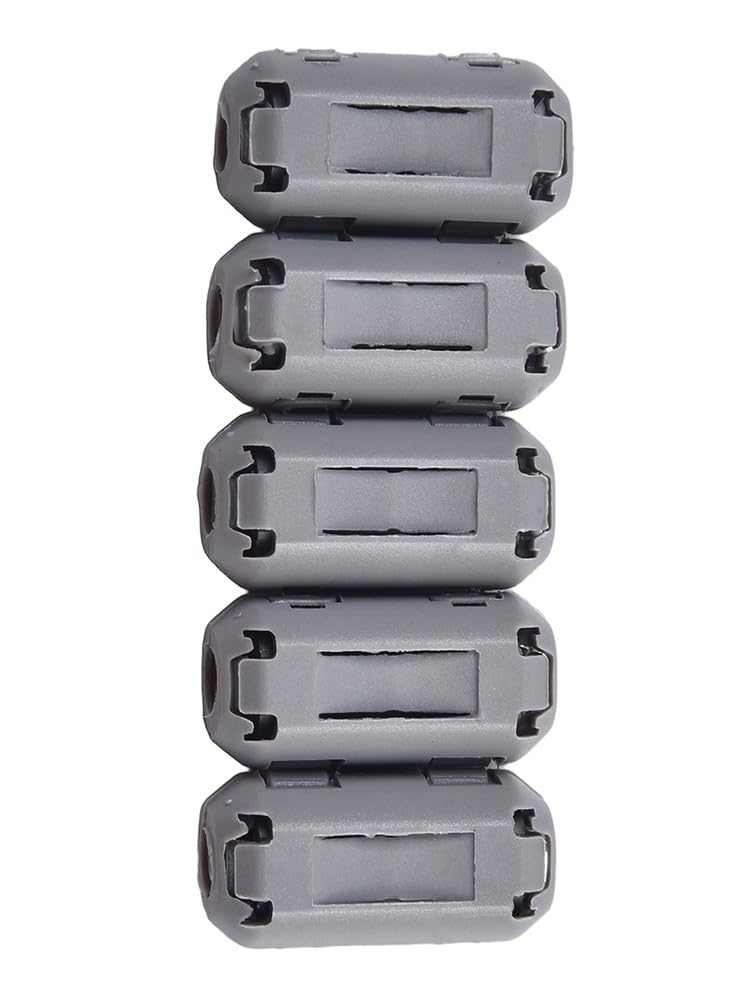 Anillo de filtro supresor de ruido de núcleo de ferrita, clip de cable de 5 mm para reducción de RFI, gris, paquete de 2