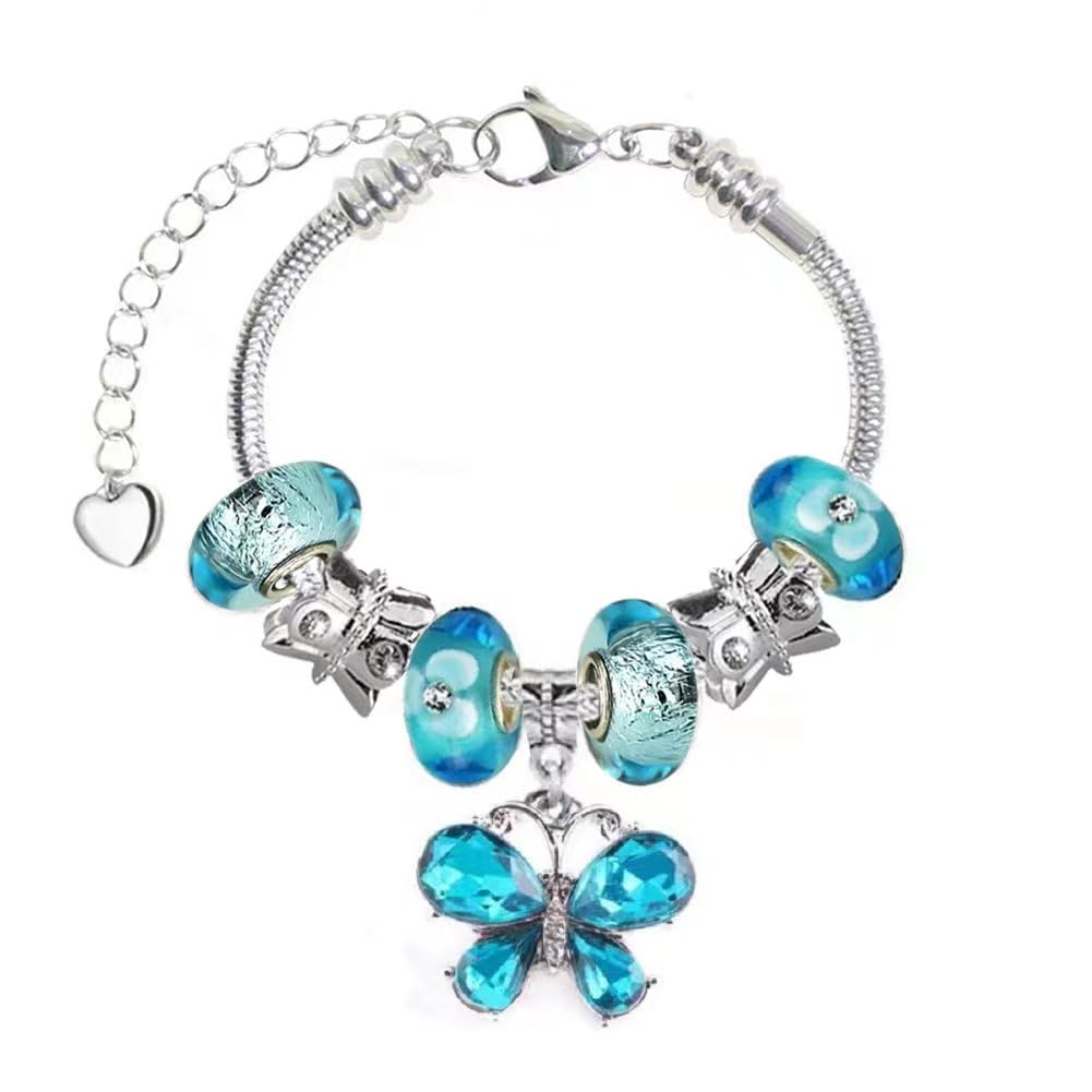 Fit Pandora Bracelets with Charms Ideas Adjustable 6.7-8.3 Inch Butterfly and Flower Jewelry-image-34