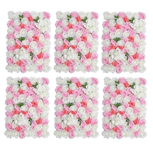 HHOZsafety 6 Pack Pink Rose Flower Wall Backdrop 15.7 X 23.6 Inch 3D Flower Wall Panels Backdrop Artificial Flowers for Weeding Party Baby Bridal Shower Decoration