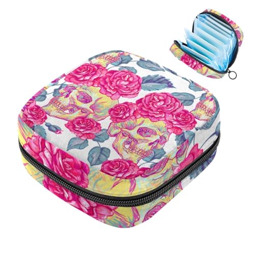 Motivo floreale retrò con teschio rosa