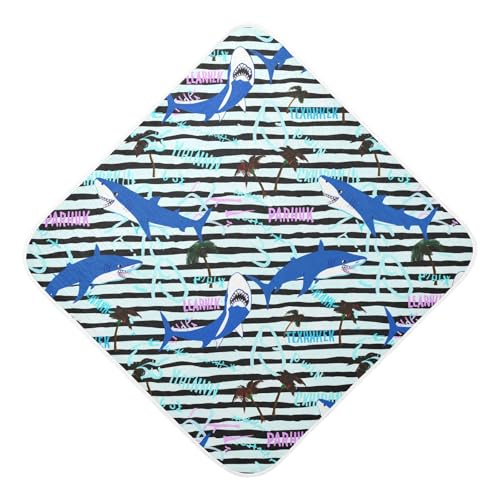 Msyxl Whimsical Sharks Hooded Towel - Ultra Soft & Absorbent Muslin Cotton Bath Towel for Babies, Toddlers, Newborn - Boys & Girls Essential 30