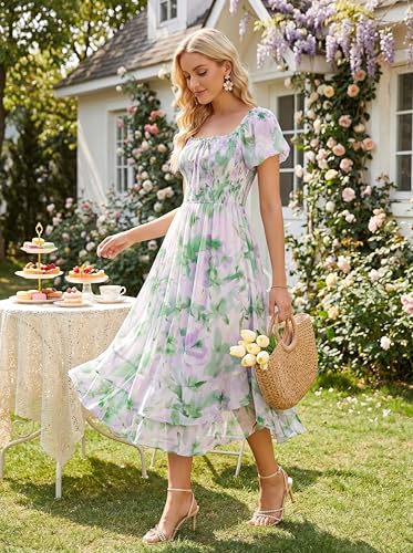 Image of GRACE KARIN Womens Summer Floral Maxi Dress 2026 Flowy Wedding Guest Dress A Line Boho Dresses Fashion Clothing with Pockets