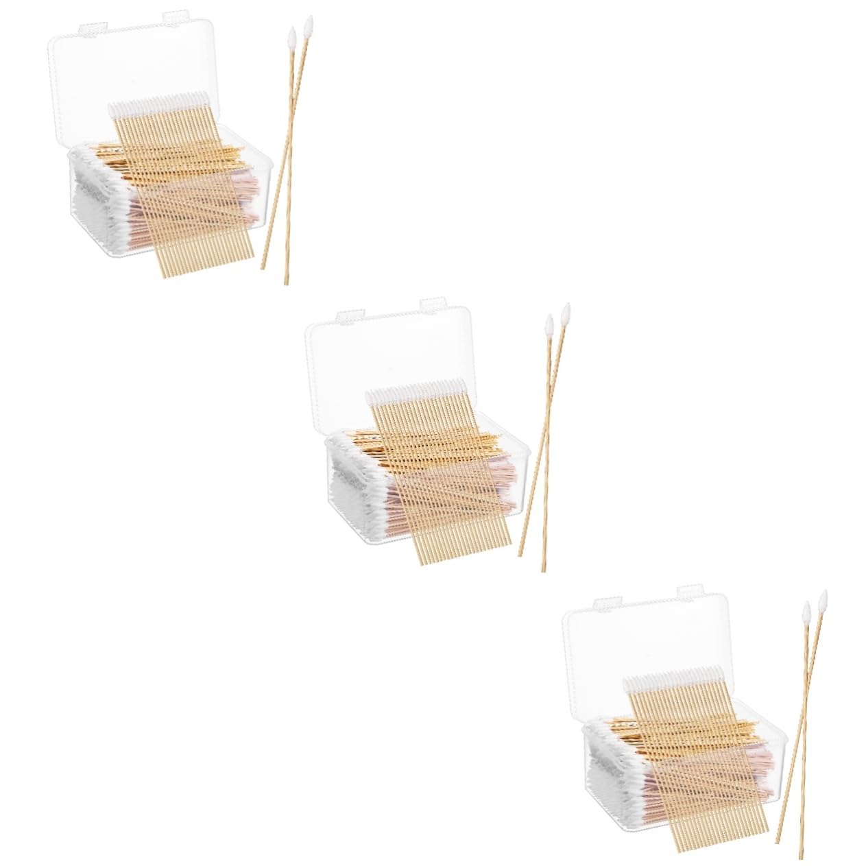 3 Sätze Präzisionsbaumwäsche Tupfer Wattestäbchen Klein Hallo Trinkgeld Gegeben Reinigung Nagel Mit Baumwollspitze Make -up -baumwollabstriche Holz Khaki 500 Stück * 3