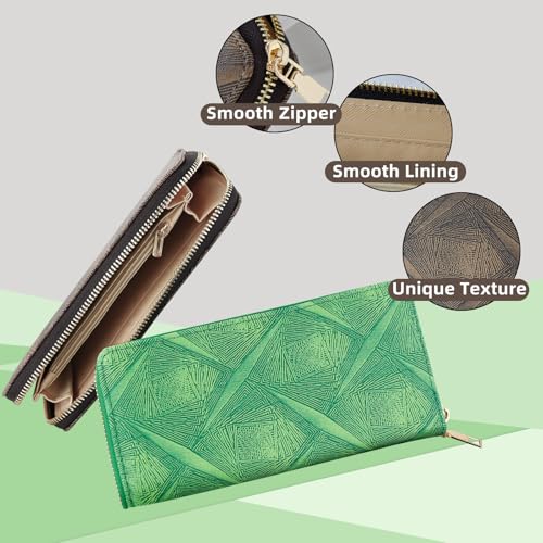 Women's Wallets, PU Leather Ladies Wallets Credit Card Holder for Women, Large Capacity Womens Card Holder Womens Wallet with Zipper for Cards, Cash, Receipt (green)3