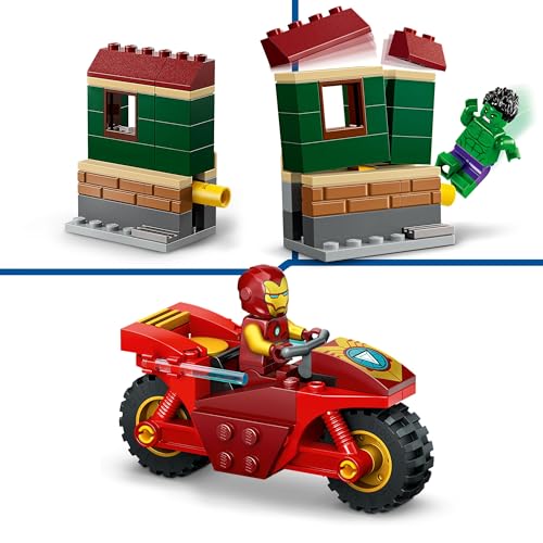 | Marvel Iron Man con Moto e The Hulk, Giocattolo da Costruire con 2 Minifigure di Supereroi e Casa da Demolire, Giochi Creativi per Bambini e Bambine da 4 Anni, Set Avengers da Collezione 76287 - Lego - Immagine 2