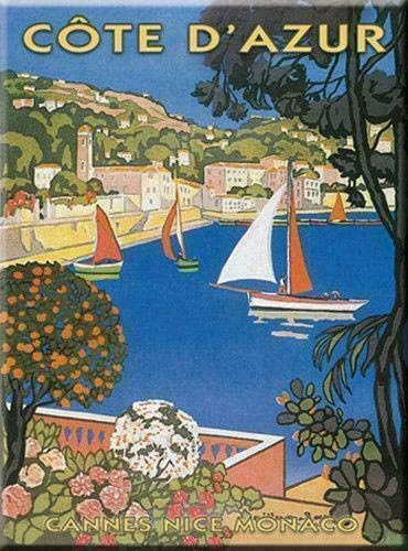 Cote D'Azur France French Seaside Beach Chic Metal Pubblicità Targa 20,3 x 30,5 cm Targa in metallo