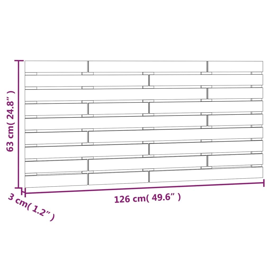 824730 Testiera da Parete Grigia 126x3x63 cm in Legno Massello di Pino Testata in Legno,Testata Letto Matrimoniale Muebles Dormitorio Spalliera Letto Testiere per Letto Matrimoniale