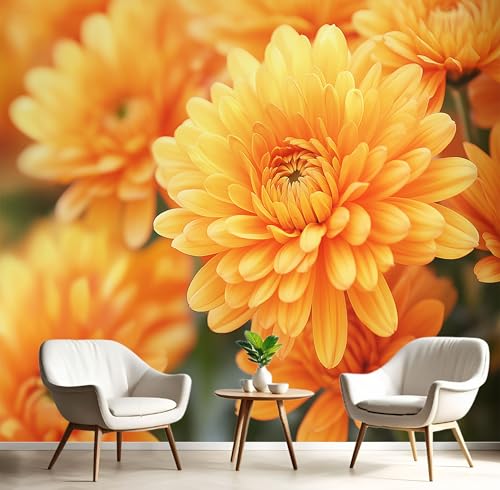 ANALTIRCE Papier Peint Panoramique Marguerite Mural 350× 256cm 3D Papier Peint Intisse Nature Pétales Murale Chambre Coucher Salon Décoration Jaune XXL...