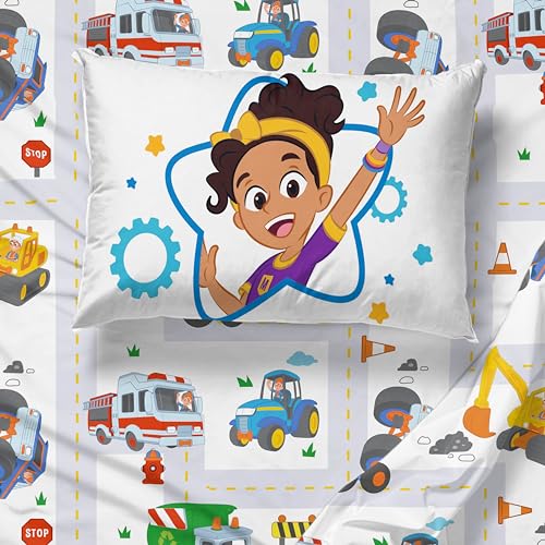 Jay Franco Blippi & Meekah Trucks Toddler Comforter Set - 4 Piece Blue Bedding Sheet Set & Pillow Cover thumb #4