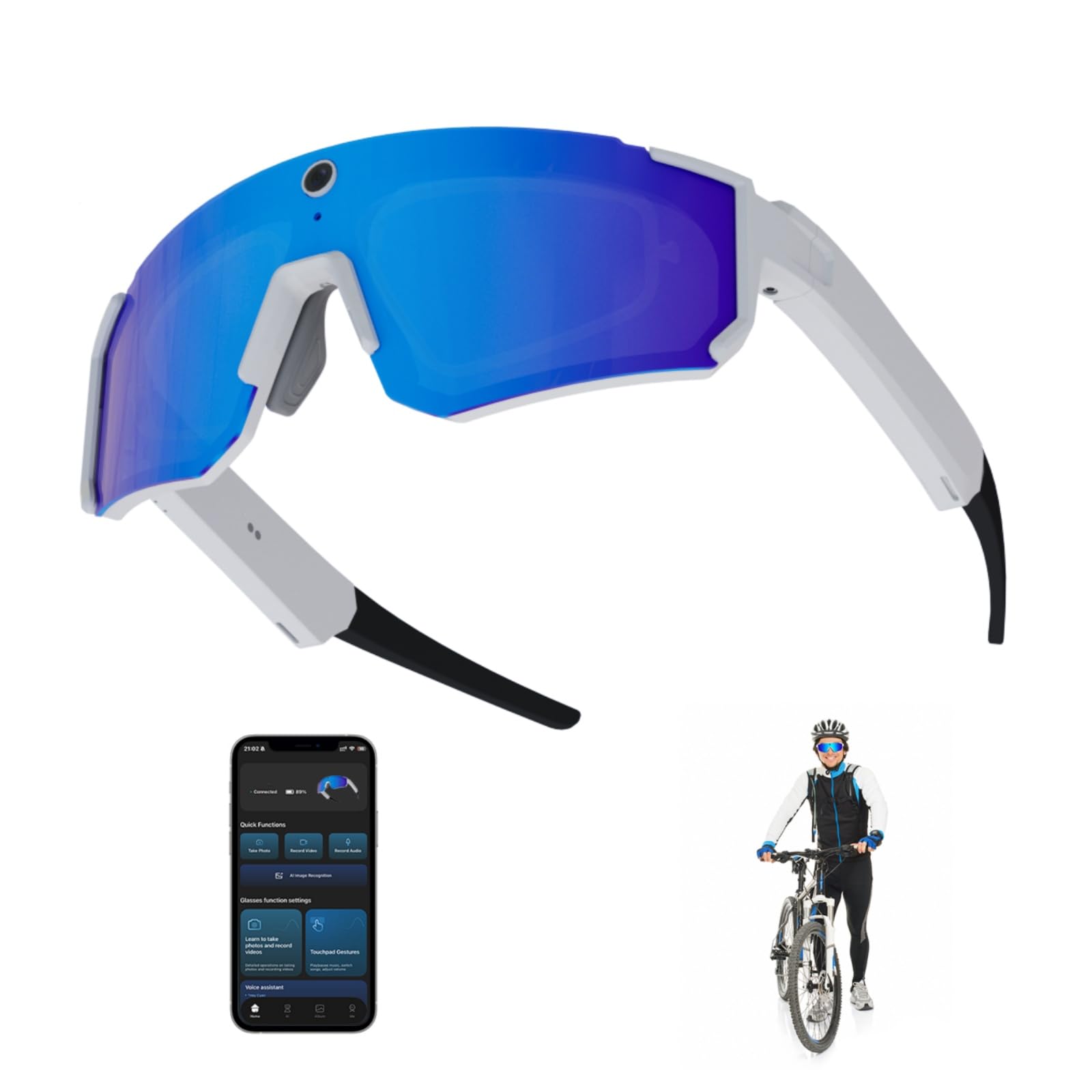 AI Smart Glasses with Camera 4K 8MP HD Video Recording Glasses with Camera Built-in Storage No SD Card