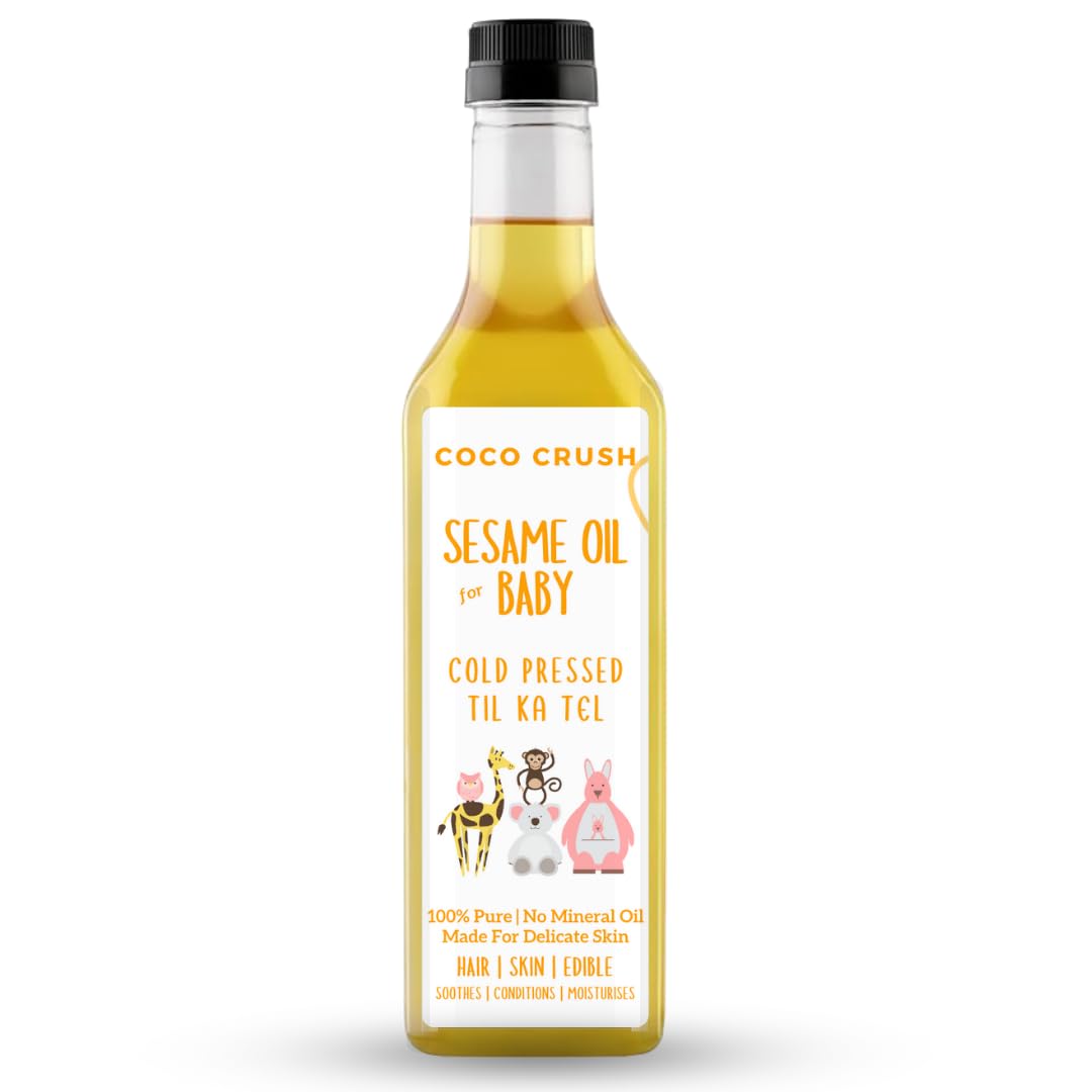 Coco Crush Cold Pressed White Sesame Oil for Baby Massage | 100% Pure Til Oil for Newborn Baby Skin Care & Hair | Natural Baby Body Massage Oil for Soft Skin & Daily Care (500ML)-image-40